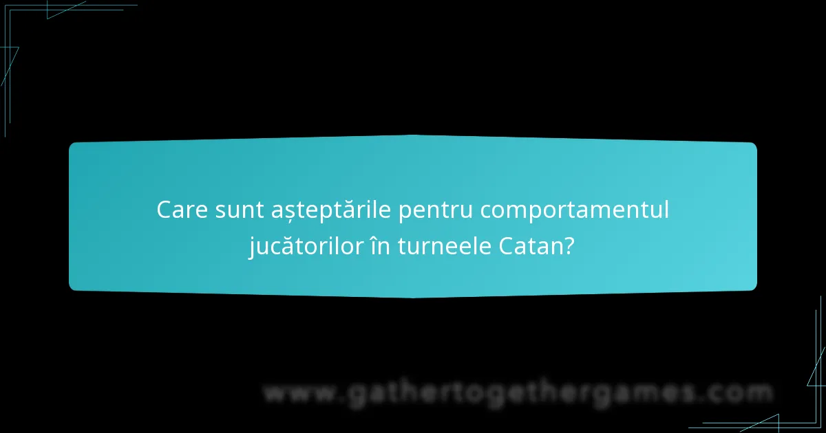 Care sunt așteptările pentru comportamentul jucătorilor în turneele Catan?