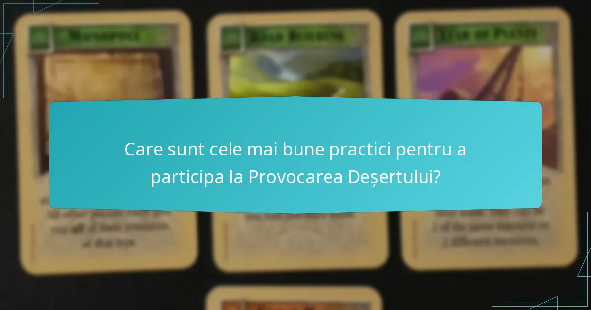 Care sunt cele mai bune practici pentru a participa la Provocarea Deșertului?