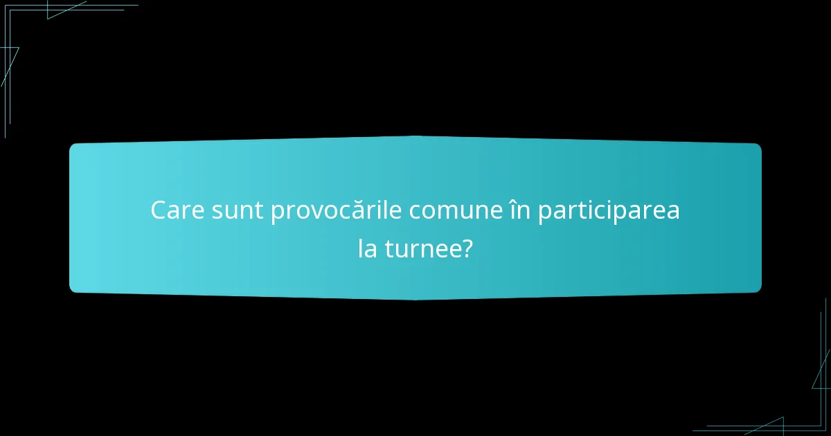 Care sunt provocările comune în participarea la turnee?