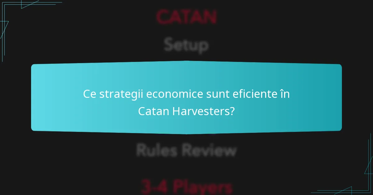 Ce strategii economice sunt eficiente în Catan Harvesters?