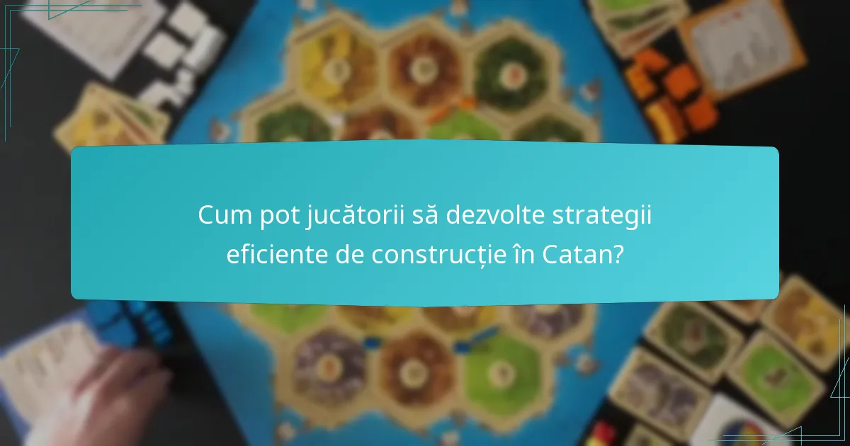 Cum pot jucătorii să dezvolte strategii eficiente de construcție în Catan?