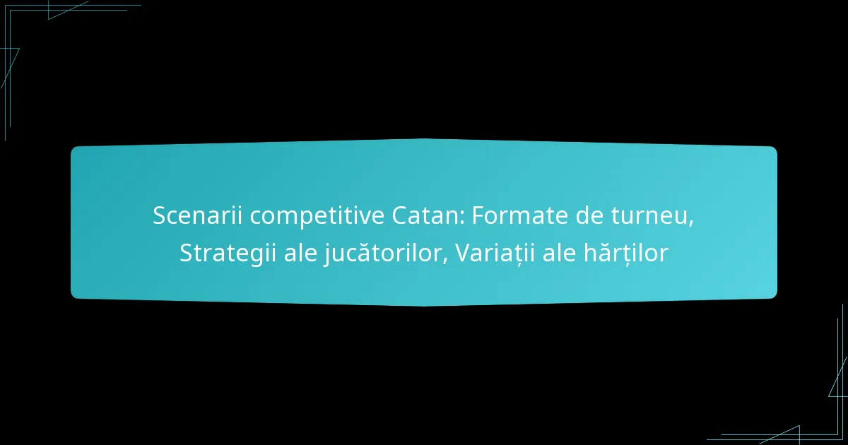 Scenarii competitive Catan: Formate de turneu, Strategii ale jucătorilor, Variații ale hărților